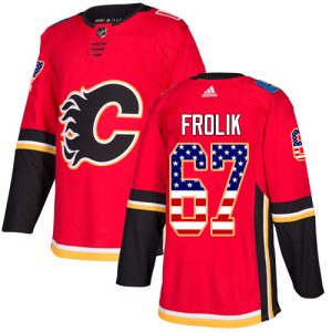 Herren Calgary Flames Eishockey Trikot Michael Frolik #67 Authentic Rot USA Flag Fashion